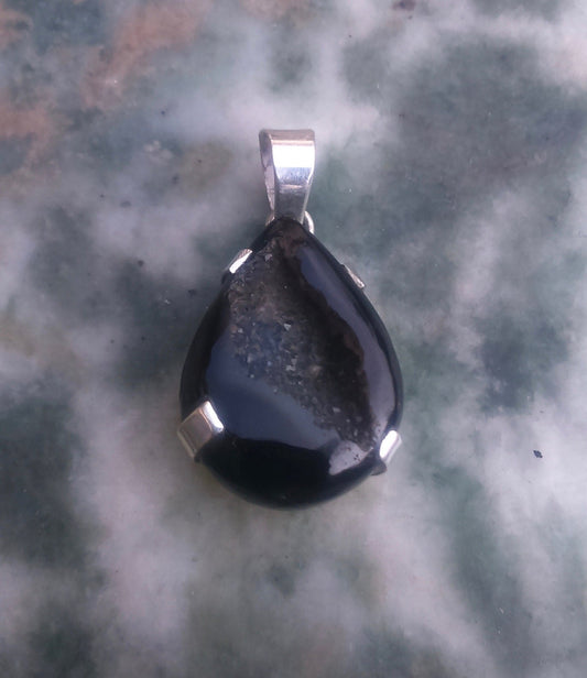 Black Agate Egg Pendant