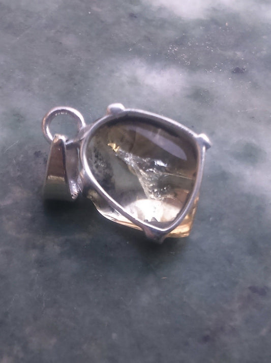 Citrine Clasped in EcoSilver Pendant