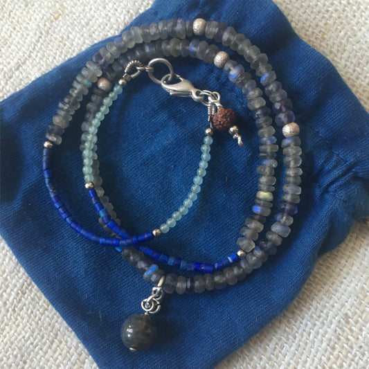 Labradorite, Lapis Lazuli & Aquamarine Necklace
