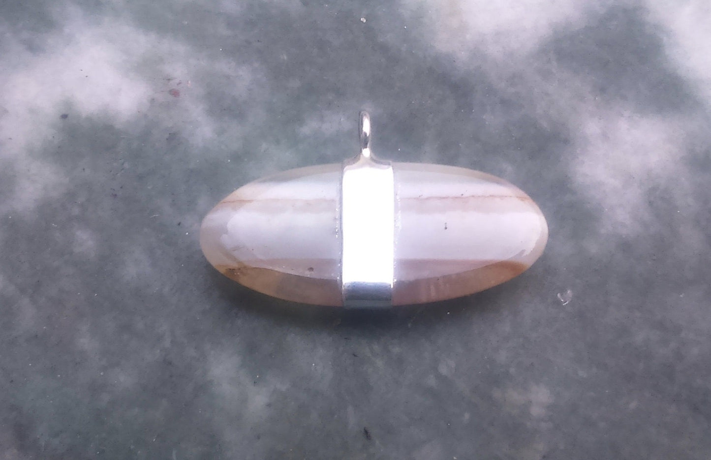 Agate Banded Eco-Silver Pendant