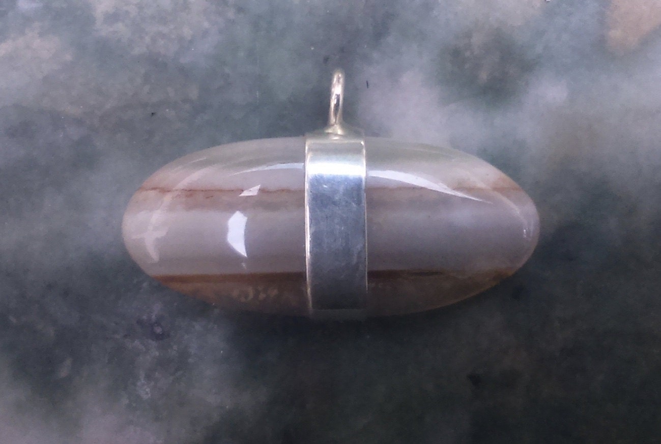 Agate Banded Eco-Silver Pendant