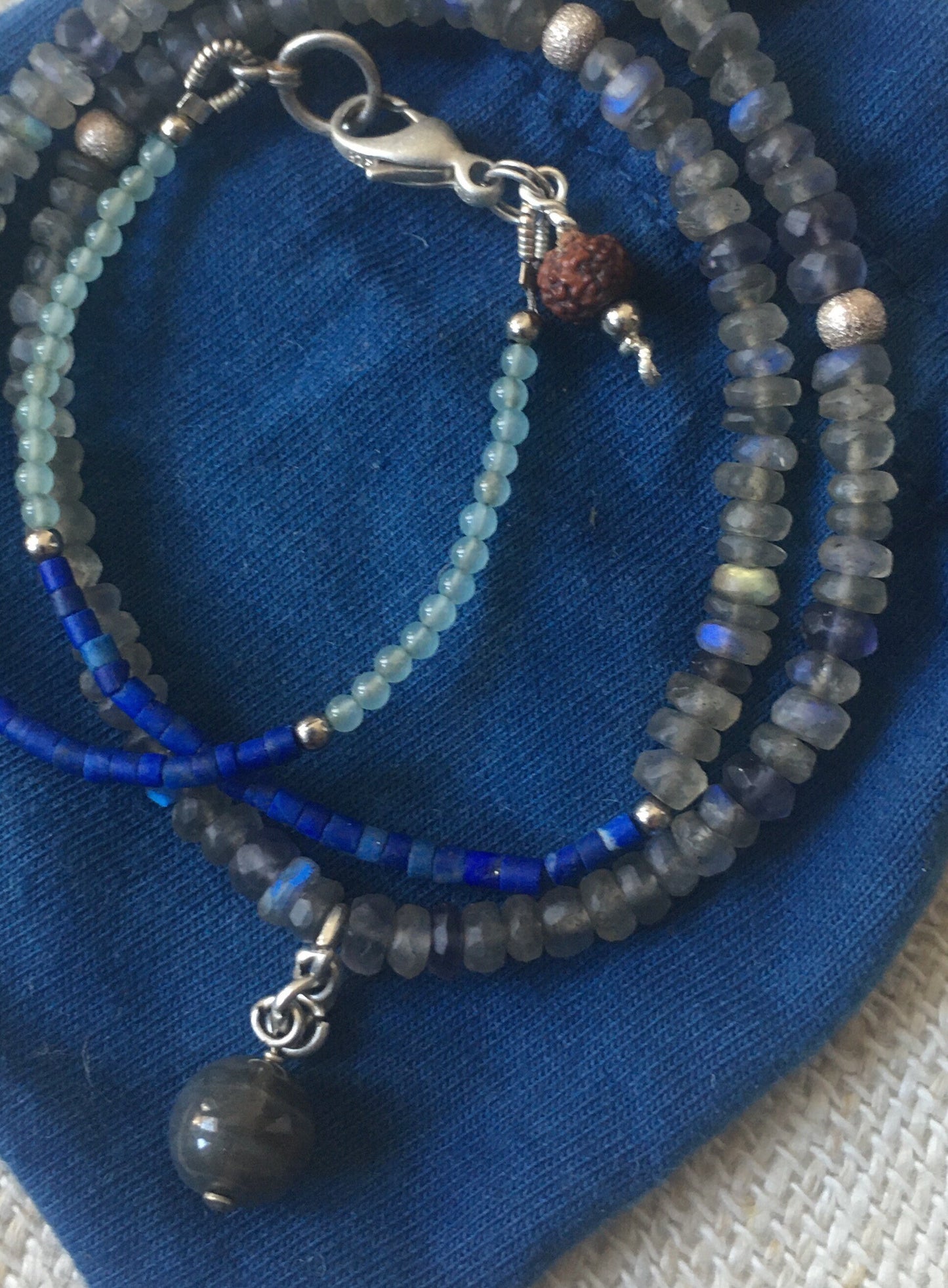 Labradorite, Lapis Lazuli & Aquamarine Necklace